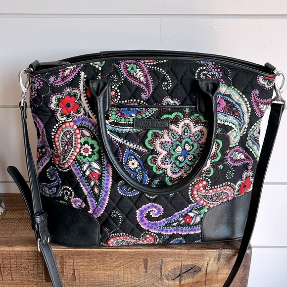 Vera Bradley Handbags - Vera Bradley Black Crossbody Bag with Colorful Paisley Design